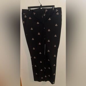 LOFT Black Trousers with White and Pink Floral